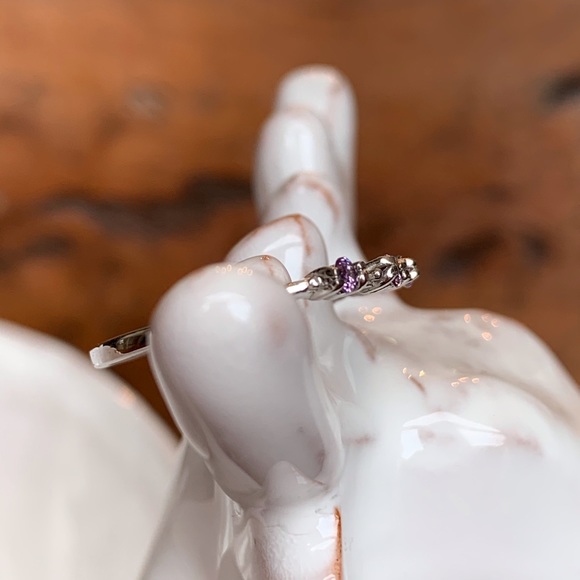 Amethyst Dot-Dash Ring In 925 Silver-NWOT - Picture 4 of 6